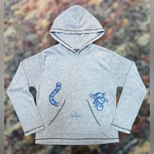 Disney Vtg Y2K Tigger "Mr.Splendiferous" Fleece Embroidered Hoodie Grey/Blue Women's M‎ thumbnail 1