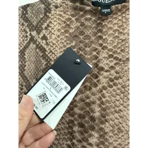 GUESS Women Brown Snake Print Mesh Mock Neck Long Sleeve Bodycon Dress L NWT thumbnail 6