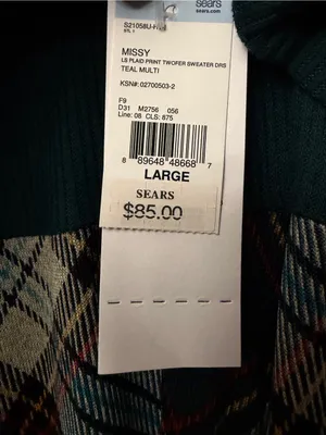 NWT Robbie Bee Teal Plaid Cowl Neck Belted Sweater Dress L thumbnail 4