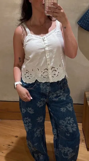 Anthropologie Eyelet Tank • size small • worn once thumbnail 1