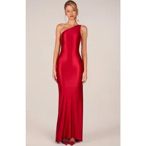Oh Polly Adelina Asymmetric Tie Back Maxi Gown Dress in Cherry Red Size M New thumbnail 4