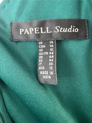 Adrienne Papell Elegant Emerald Green Beaded V-Neck Dress thumbnail 7