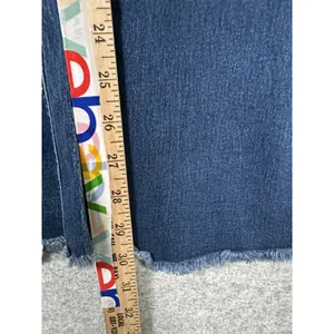 Free‎ People Jeans 27 Womens Blue Pull On Flare Stretch Denim Rough Hem Hippie thumbnail 12