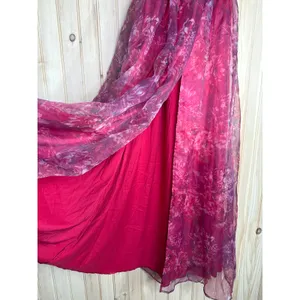 Lulus Romance That Wows Magenta Floral Print Organza Maxi Dress Holiday Large thumbnail 7