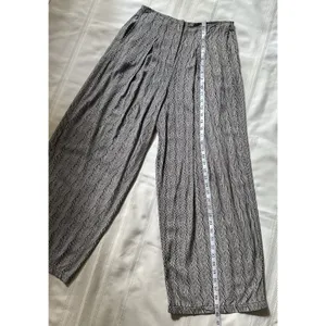 Valija wide-leg trousers, size 6, cream/black, viscose, geometric print. thumbnail 6