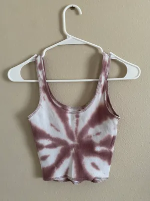 PacSun Tie Dye Purple And White Crop Tank Top thumbnail 2
