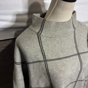 Tahari Womens XL‎ Grey Windowpane Plaid Mock Neck Knit Sweater Long Sleeve thumbnail 2