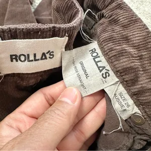 Rolla’s Women’s Original High Rise Straight Leg Corduroy Pants in Dark Brown 26 thumbnail 11