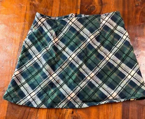 Altar'd State Green Plaid Flannel Mini Skirt Size S A-Line Side Zip G1207V080JD thumbnail 1