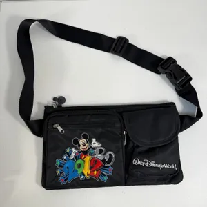 Walt Disney Parks World Fanny Pack Belt Bum Bag 2012 Mickey Mouse Black Sling thumbnail 2