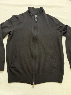 Christian Lacroix Womens Black Extrafine Merino Wool Full Zip Cardigan Sweater M thumbnail 1