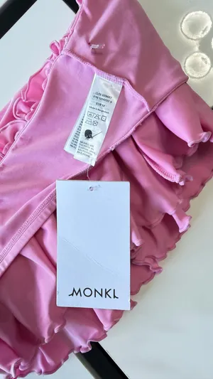 Monki Ruffle Frills Bandeau Bikini Top in Pink - Size M (NWT) thumbnail 11