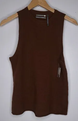 anthropologie M The Cashmere Collection Cedar Brown Sleeveless‎ Sweater CP2006 thumbnail 1