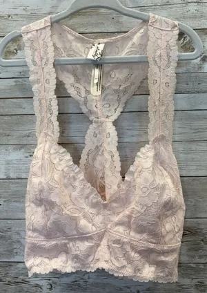 Free People Intimately Womens S Bralette Lace Bra Pink Racerback Lingerie Cami thumbnail 1