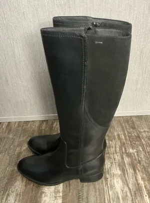 Geox Black Over-the-Knee Leather Riding Boots Size 7 thumbnail 1