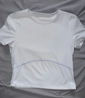 Aritzia Light Blue Short-Sleeve Cropped TNA golden Top thumbnail 1