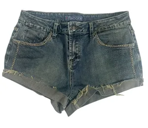 Baccini Embroidered Blue Frayed Hem Stretch Denim Jean Shorts Women Size 8P thumbnail 1