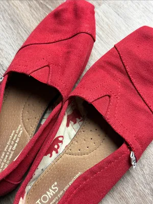 TOMS Classic Red Canvas Alpargata Slip On Shoes Size 7 thumbnail 3