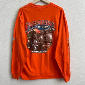 Harley Davidson 2009 Orange Laramie, Wyoming Biker Graphic Long Sleeve Tee thumbnail 1