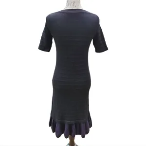 Tory Burch -715 Giselle Textured Merino‎ Wool Sweater Dress Black Ruffle Hem XS thumbnail 6