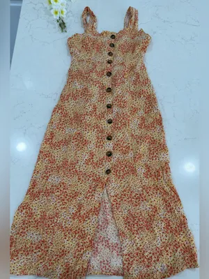 Japna Orange Floral Button-Front Midi Dress thumbnail 3
