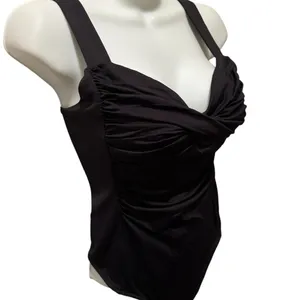 Abercrombie & Fitch Soft Collection Black Thong Bodysuit Sz M Rusched Bust thumbnail 3