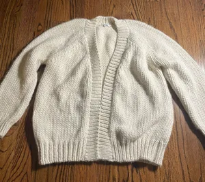 Calme Chunky Knit Alpaca Wool Cardigan Sweater Cream Size M thumbnail 1