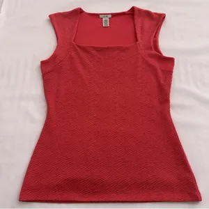 Cache Pink Square Neck Sleeveless Tank Top Textured Shirt Sz M Medium Tencel thumbnail 1