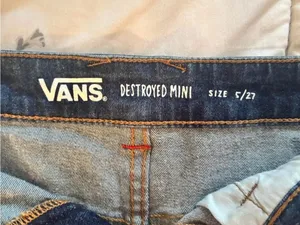 Vans Distressed Dark Blue Denim Cutoff Shorts - Women's thumbnail 2