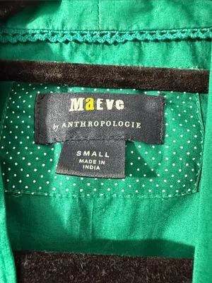 Maeve by Anthropologie Women’s Emerald Green Smocked Waist Zip-Front Top Size S thumbnail 3
