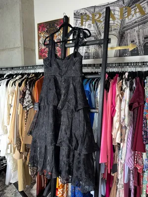 Lulus Black Burnout Jacquard Tie Strap Bustier Midi Dress Large New NWT thumbnail 11