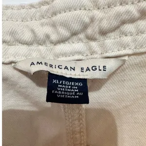 American Eagle Cream Denim Button Front Overall Dress XL NWT thumbnail 3