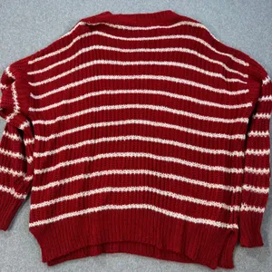 Jodifl Striped Oversize Knit Sweater Women's Large Red/White Crew Neck New thumbnail 10