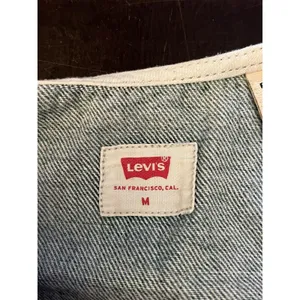 Levi's Tank Top Womens Medium Blue Denim Button Front Buckle Strap Cropped thumbnail 5