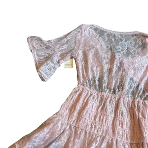Free People Lala Dawn Rose Pink Lace Mini Dress Cutout Tie Front Size Large NWT thumbnail 9