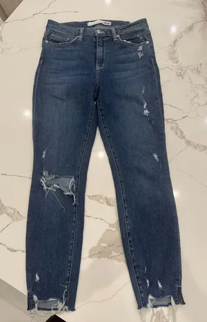 Lovers + Friends Medium Blue Skinny Distressed Jeans thumbnail 1