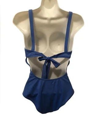 J. Crew Factory Bow-Back One-Piece Swimsuit Blue Sz S G5824 Summer Beach Pool thumbnail 1