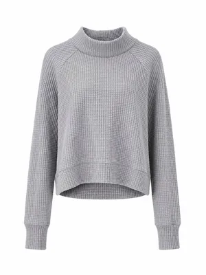 The North Face Gray Waffle Knit Mock Neck Pullover M thumbnail 2