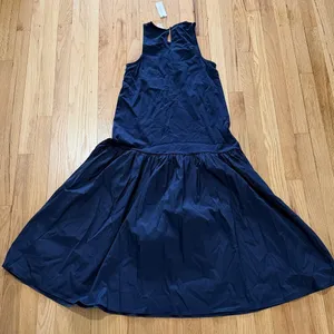 NWT Maeve Anthropologie Navy Blue Flounce Midi Maxi Dress Sz XS thumbnail 7