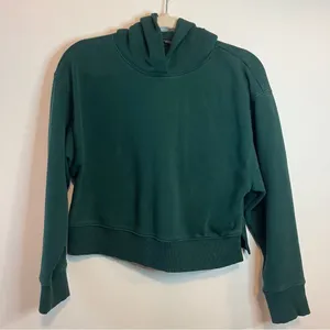 Zara Womens Cropped Hunter Green Hoodie Sweatshirt Small thumbnail 1