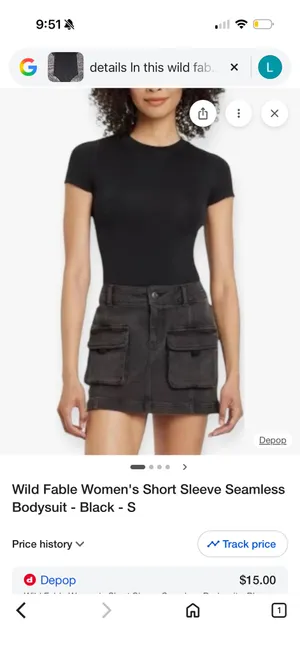 Wild Fable Short-Sleeve, Solid Black Bodysuit XXS thumbnail 4