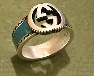 Gucci Interlocking G Turquoise Enamel Ring 14mm AG925 thumbnail 6