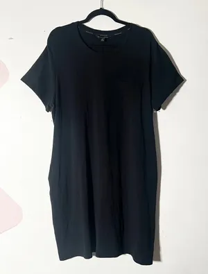 Banana Republic T-Shirt Dress Womens XL Black Pockets Cotton Office thumbnail 1