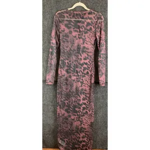 Missguided Mesh Maxi Dress Size S Pink Animal Print Henley Button Long Sleeve thumbnail 11