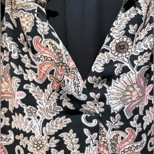 LOFT Dress Black Paisley Floral Romantic Boho Long Sleeve V-Neck‎ Women Medium thumbnail 4