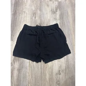 Quince Womens 100% European Linen Shorts Black Elastic Drawstring Medium thumbnail 3
