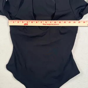 Intimately Free People Bodysuit Womens Small Black Long Sleeve Deep V-Neck‎ Slim thumbnail 6