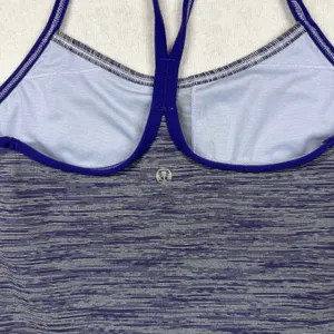 Lululemon Power Y Tank Top Women’s Size 4 Purple Gray Stripe Built In Bra thumbnail 3