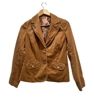 Old Navy Womens Camel Brown‎ Blazer Jacket Small Paisley Lined Cotton Equestrian thumbnail 1