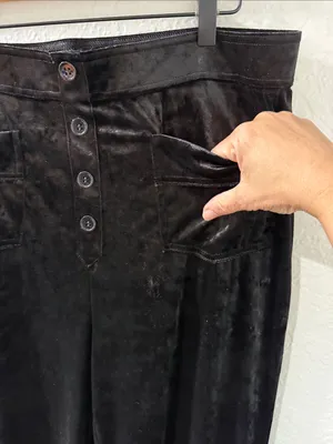 HALARA Black High Waisted Pockets Straight Leg Velvet Casual Pants Size XL thumbnail 10